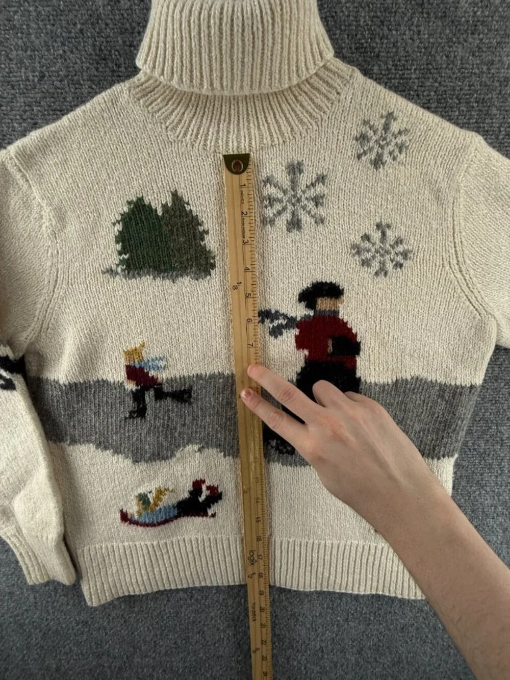 Ralph Lauren XL Hand Knit Tricote A La Main Turtleneck Sweater Graphic Winter